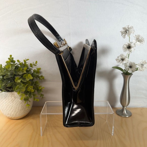 Vintage Naturalizer Handbag Simulated Patent Leather Top Handle Evening Bag - Picture 7 of 10
